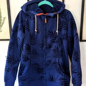 Roxy Winter Zip Hoodie Blue Faux Fur Women's XL